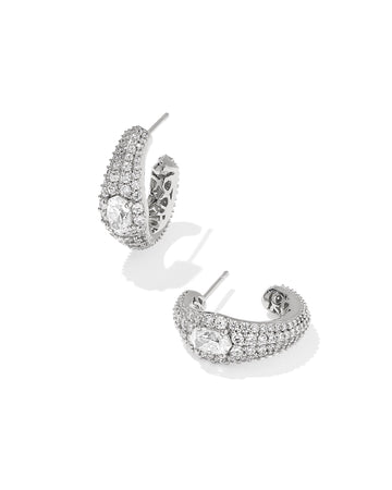 KENDRA SCOTT- Bella Rhodium Hoop Earrings in CZ